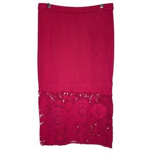 House of‎ Harlow 1960 Crochet Midi Skirt Fuchsia Pink size Medium